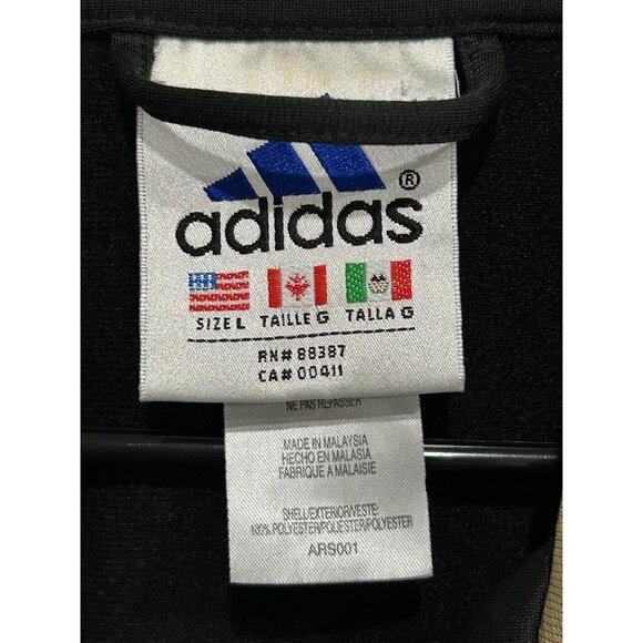 Adidas Mens Large Black Tan Full-Zip Track Jacket Retro Style Striped Sleeves - Picture 5 of 9